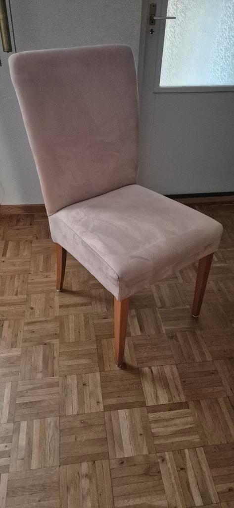 4x suède stoelen, roomwit, Huis en Inrichting, Stoelen, Zo goed als nieuw, Leer, Overige kleuren, Ophalen