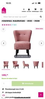 Velvet roze stoel fauteuil zgan, Huis en Inrichting, Overige kleuren, Ophalen of Verzenden, Zo goed als nieuw, Eén