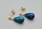 Gouden Vintage oorbellen met groene opaal.2023/531
