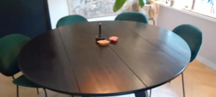 Ronde eettafel. Eettafel van Woood  - 150cm - Zwart, Huis en Inrichting, Tafels | Eettafels, Ophalen