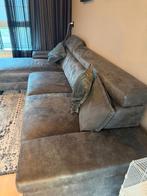 Bank Pronto - Donkergrijs / Leder - verstelbare leuningen, Huis en Inrichting, Banken | Bankstellen, Ophalen, 250 tot 300 cm, Gebruikt