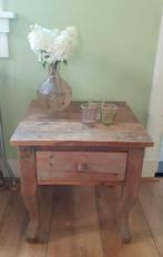 Leuk houten bijzettafeltje nachtkastje, Ophalen, Rond, Hout, Minder dan 55 cm