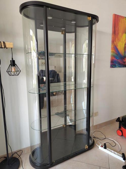 Ovale glazen vitrine kast, met verlichting, zonder inhoud, Huis en Inrichting, Kasten | Vitrinekasten, Zo goed als nieuw, 150 tot 200 cm