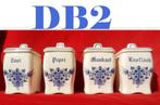 DB2 Vier Delfts blauwe kruiden potjes met bloem motief, Antiek en Kunst, Ophalen of Verzenden