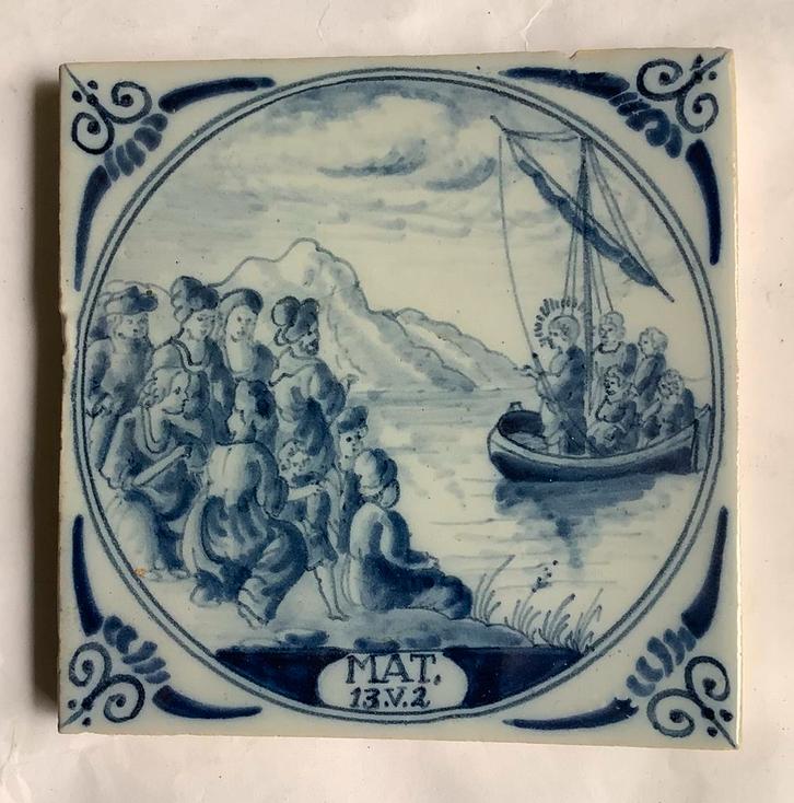 Decortegel met Bijbels tafereel, Antiek en Kunst, Antiek | Wandborden en Tegels, Ophalen of Verzenden