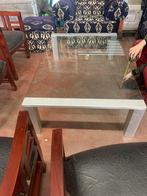 Grote glazen salontafel 38 cm hoog 140 lang 99 breed, Ophalen of Verzenden