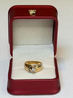 Prachtige 18 karaat gouden ring met natuurlijke diamant 17mm, Ophalen of Verzenden, 17 tot 18, Met edelsteen, Dame