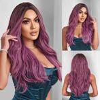 Luxe pruik Smoke Purple lang haar met slagen, Nieuw, Pruik of Haarverlenging, Verzenden