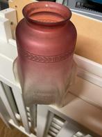 Antieke Roze Glazen Lampenkap met Decoratie, Antiek en Kunst, Ophalen of Verzenden