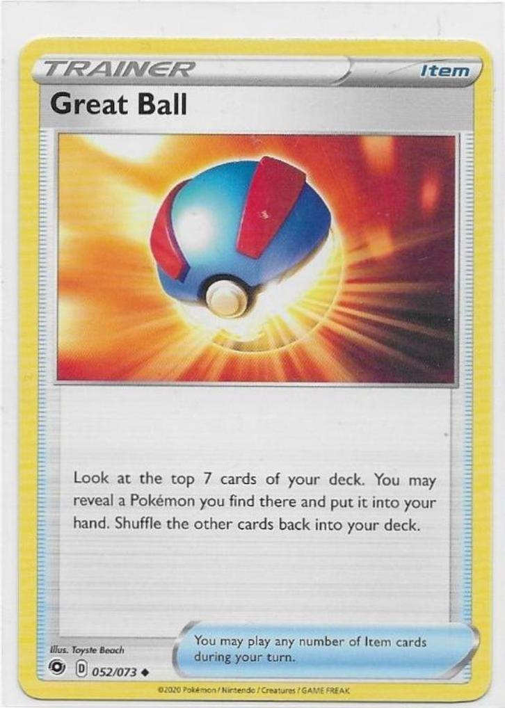 Champions Path,  Great Ball [uncommon] 52/73, Hobby en Vrije tijd, Verzamelkaartspellen | Pokémon, Nieuw, Losse kaart, Verzenden