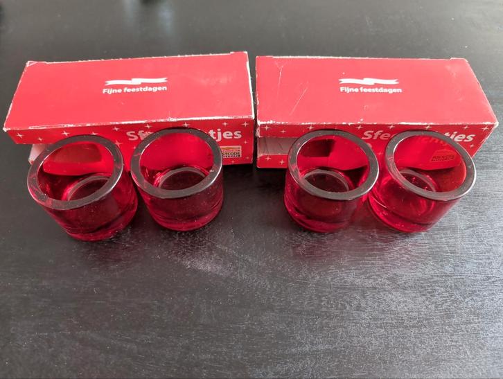 Rode Kaarsenhouders Sfeerlichtjes 2 x, 2 stuks nieuw, Huis en Inrichting, Woonaccessoires | Kandelaars en Kaarsen, Nieuw, Kandelaar
