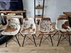 4 koeienprint stoelen, Huis en Inrichting, Stoelen, Ophalen, Overige materialen, Gebruikt, Bruin