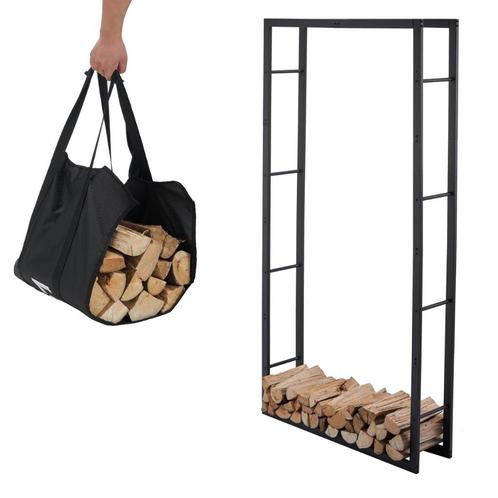 Houtopslag | Brandhoutrek | Houtrek | 100x25x196cm | Staal, Tuin en Terras, Haardhout, Blokken, Overige houtsoorten, Minder dan 3 m³
