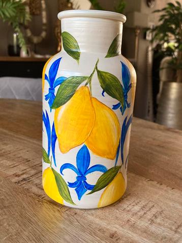 Handbeschilderd Vaasje Lemon Royal Blue Multifunctioneel💙 beschikbaar voor biedingen