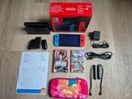 Nintendo Switch V2 met spellen, bon, doos en accessoires!, Switch 2019 Upgrade, Met 2 controllers, Ophalen of Verzenden, Zo goed als nieuw