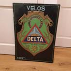 Delta fietsen reclamebord uit 1934 70x50cm, Ophalen of Verzenden, Gebruikt, Reclamebord