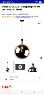 Lucide julius hanglamp bol rookglas goud messing 40, Huis en Inrichting, Lampen | Hanglampen, Ophalen, Zo goed als nieuw, Glas