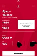 1 Fieldseat kaartje: vak 020. Ajax - Telstar, Eén persoon, Augustus