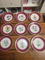 Oude Bordjes met Bloemen - Set van 9, Antiek en Kunst, Ophalen