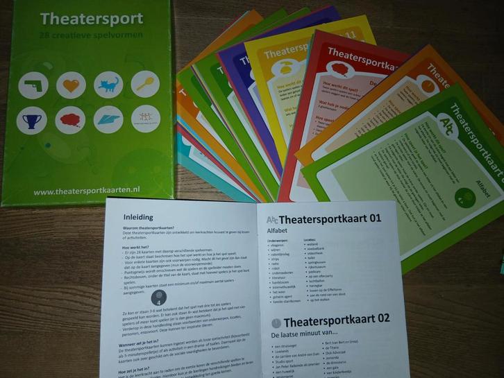 28 Theatersportkaarten Onderwijs maak je samen, Hobby en Vrije tijd, Gezelschapsspellen | Overige, Ophalen of Verzenden