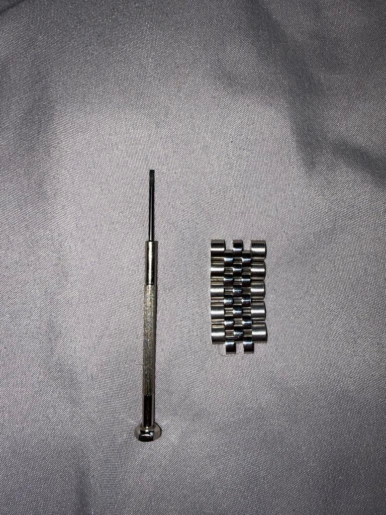 16mm Jubilee horlogeband schakels RVS – extra links + tool, Gebruikt, Polshorloge, Ophalen of Verzenden, Rolex