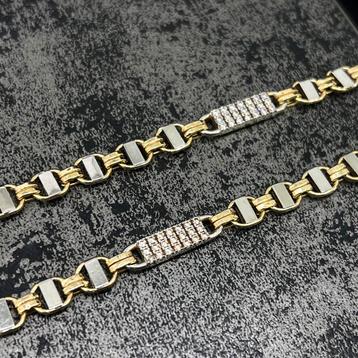 14k gouden ketting kingsley schakel plat model beschikbaar voor biedingen