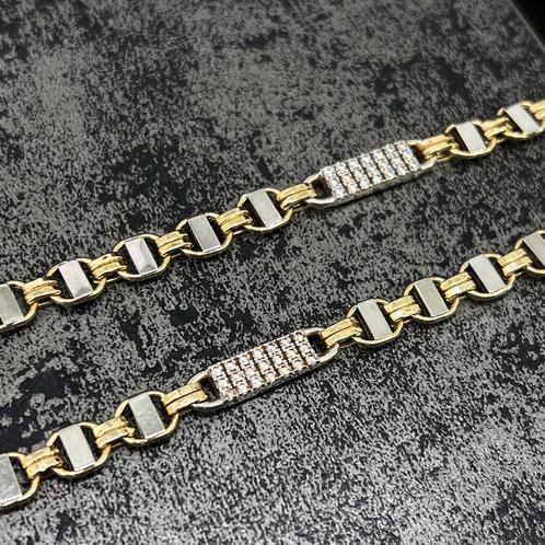 14k gouden ketting kingsley schakel plat model, Sieraden, Tassen en Uiterlijk, Kettingen, Zo goed als nieuw, Goud, Ophalen of Verzenden