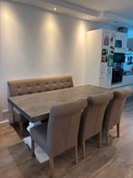 eettafel met bank en stoelen (gebruikt), Ophalen, Gebruikt, 100 tot 150 cm, Vijf personen of meer