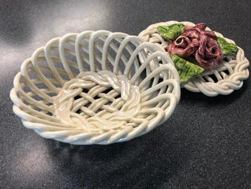 Gevlochten porceleinen mandje uit Portugal beschikbaar voor biedingen