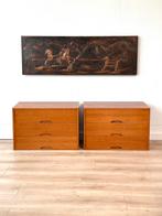 Set Vintage Teak Minimalistische Ladekasten Nachtkastjes, Ophalen of Verzenden, Zo goed als nieuw, Hout