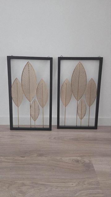 Wanddecoratie bladeren goud en zwart metaal van Leenbakker beschikbaar voor biedingen