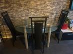 Ovale eettafel met 3 stoelen, Huis en Inrichting, Tafels | Statafels, Ophalen of Verzenden, Zo goed als nieuw