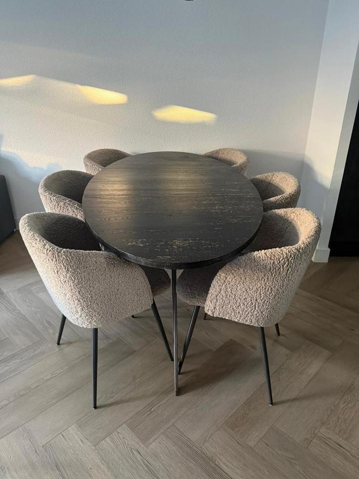 Eiken ovale tafel met 6 teddy stoelen, Huis en Inrichting, Tafels | Eettafels, Zo goed als nieuw, 100 tot 150 cm, 150 tot 200 cm