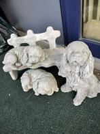 Mooie set king Charles spaniels en drie grote bloempotten, Ophalen, Zo goed als nieuw, Beton, Dierenbeeld