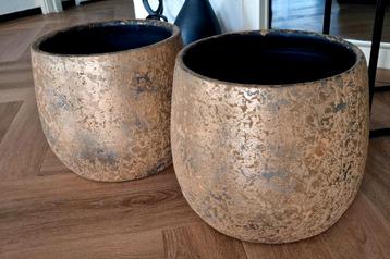 2 prachtige roy. Mica Binnen Bloempotten gold flakes chique  beschikbaar voor biedingen