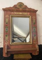 Grote vintage Voglauer spiegel oudrose handbeschikderd, Ophalen, Gebruikt, Minder dan 100 cm, Rechthoekig