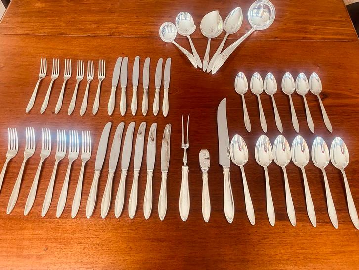 Gero 100 zwaar verzilverde bestekset Perfection model 229, Huis en Inrichting, Keuken | Bestek, Zo goed als nieuw, Bestekset, Zilver