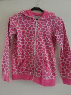 wit / roze / fluor vestje met dierenprint, mt 146, Hema, Meisje, Trui of Vest, Ophalen of Verzenden, Zo goed als nieuw
