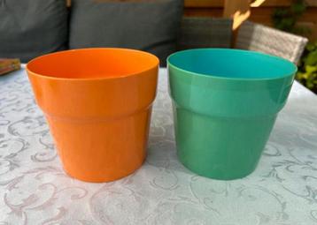 Retro ikea Majskorn bloempotten oranje en groen NIEUW beschikbaar voor biedingen