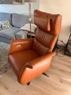 Sta op stoel prominent  frans molenaar  cognac midden large, Huis en Inrichting, Fauteuils, Minder dan 75 cm, Leer, Ophalen of Verzenden