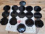 16 Vintage zwarte Luminarc / Arcoroc Octime onderzetters, Ophalen of Verzenden