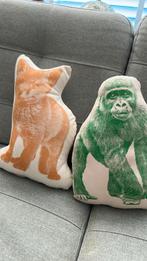 2 kussentjes gorilla en vos Areaware Fauna organic cotton, Huis en Inrichting, Ophalen of Verzenden, Zo goed als nieuw, Vierkant