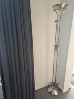 RVS stalamp met 2 lichtpunten ('plafondlicht' en leeslampje), Huis en Inrichting, Lampen | Vloerlampen, Ophalen, Gebruikt, Metaal