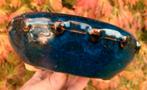 Bonsai schaal rond blauw-bruin geglazuurd aardewerk 19,6x6,6, Tuin en Terras, Bloempotten, Rond, Ophalen of Verzenden, Zo goed als nieuw