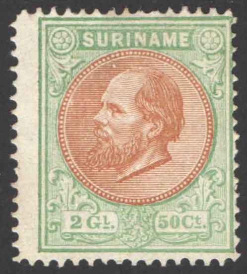 Suriname NVPH nr 15 ongebruikt Koning Willem III 1879, Postzegels en Munten, Postzegels | Suriname, Postfris, Verzenden