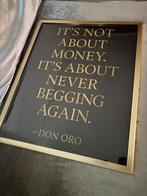 Luxe Don Oro Quote Canvas in Gouden Lijst – Zwart/Goud, Ophalen of Verzenden, Nieuw