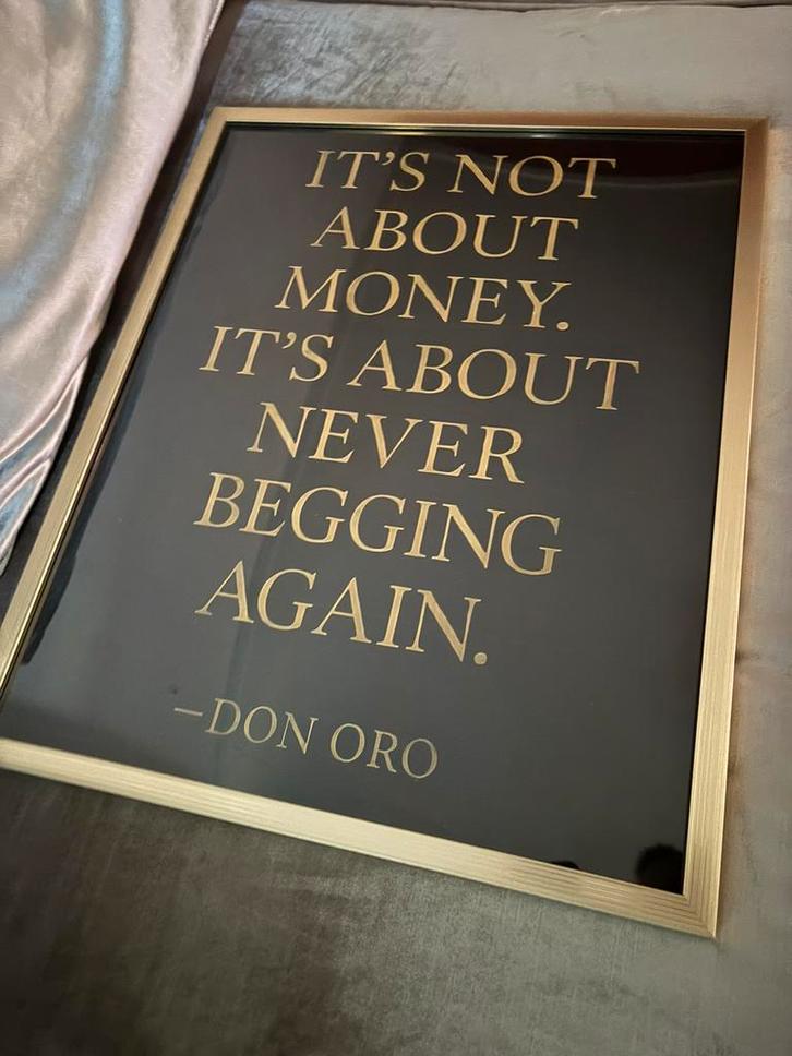 Luxe Don Oro Quote Canvas in Gouden Lijst – Zwart/Goud, Huis en Inrichting, Woonaccessoires | Tekstborden en Spreuken, Nieuw, Ophalen of Verzenden