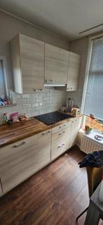 Hoekkeuken met houten blad 3.30 x1.50 bxd, Ophalen, Gebruikt, Bruin, Hoekkeuken