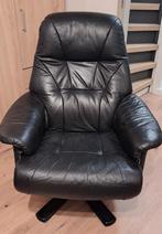 Comfortabele relaxfauteuil zwart leder, Huis en Inrichting, Fauteuils, Ophalen, Gebruikt, 75 tot 100 cm, Modern
