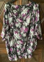 Grijs-paarse top, tuniek, blouse, bloes bloemen; OKAY V, Kleding | Dames, Ophalen of Verzenden, Zo goed als nieuw, Grijs